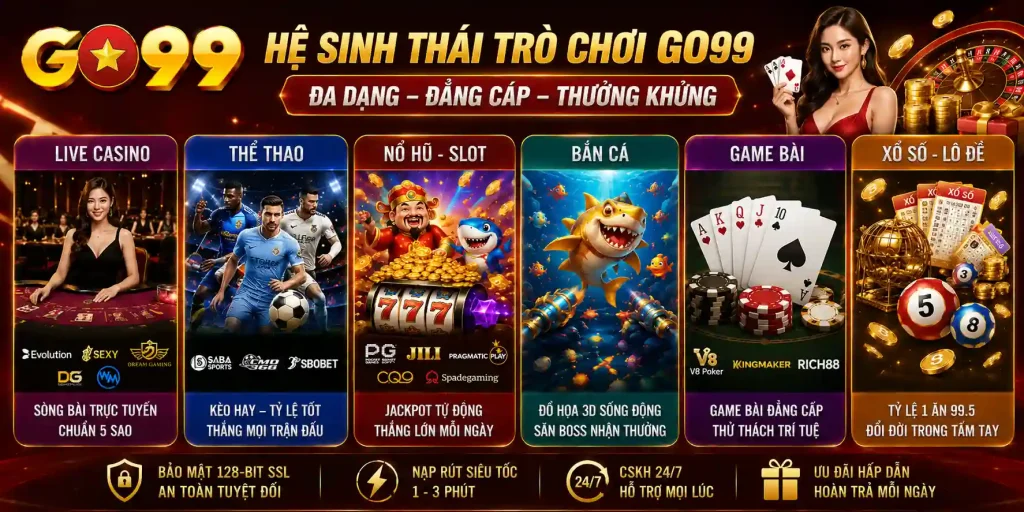 Trang Chủ GO99 6 Hệ Sinh Thái Trò Chơi GO99 Đa Dạng Sảnh Cược